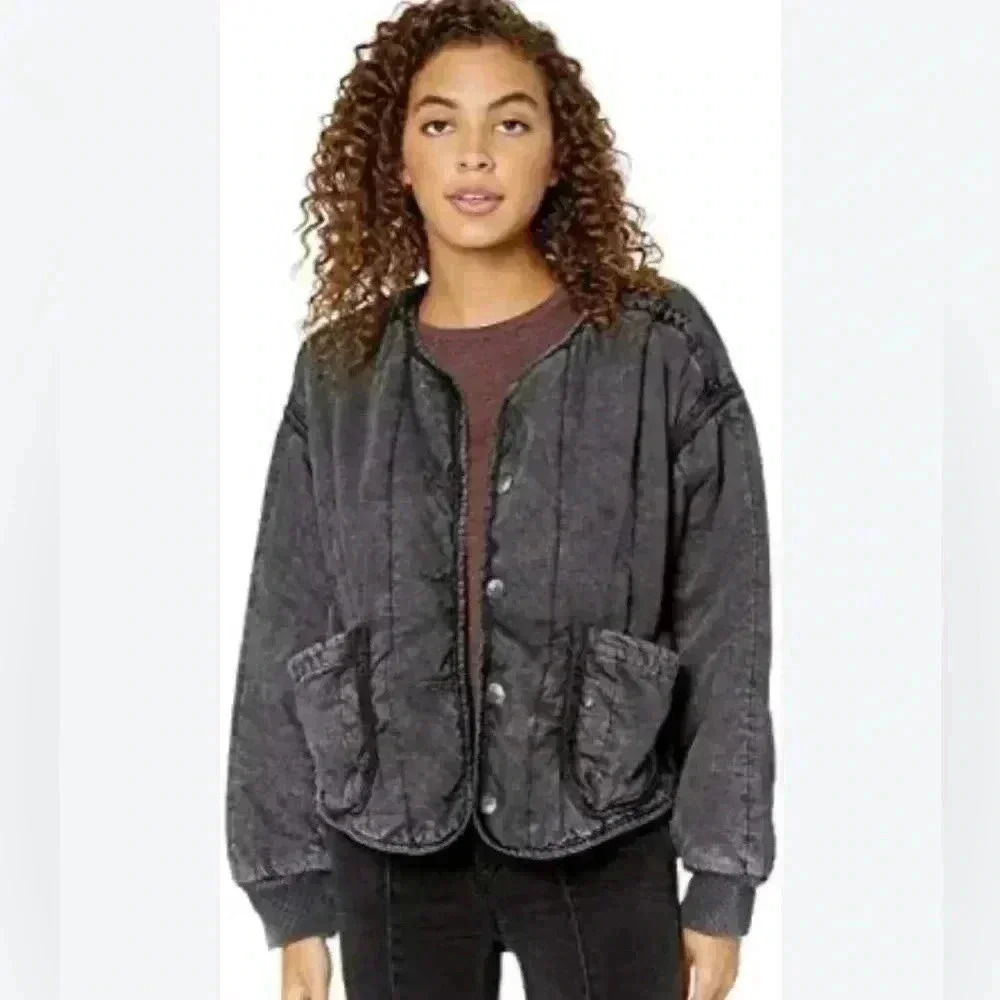 NWT Free People Mixed Signals Liner Jacket In December Sky Size L - Picture 1 of 7